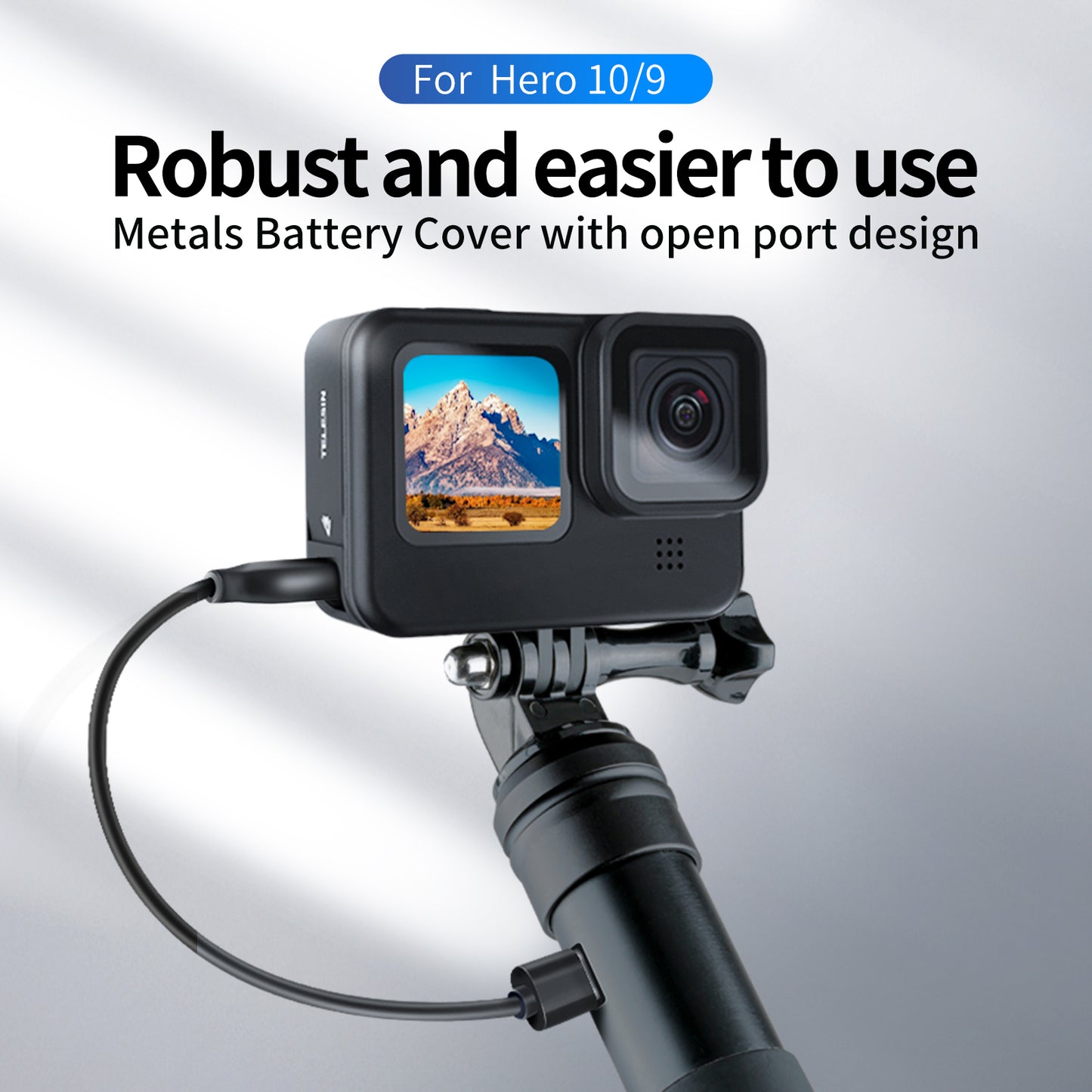 TELESIN GP-CLC-902 Metal Frame Battery Side Cover with Charging Hole for GoPro Hero 9