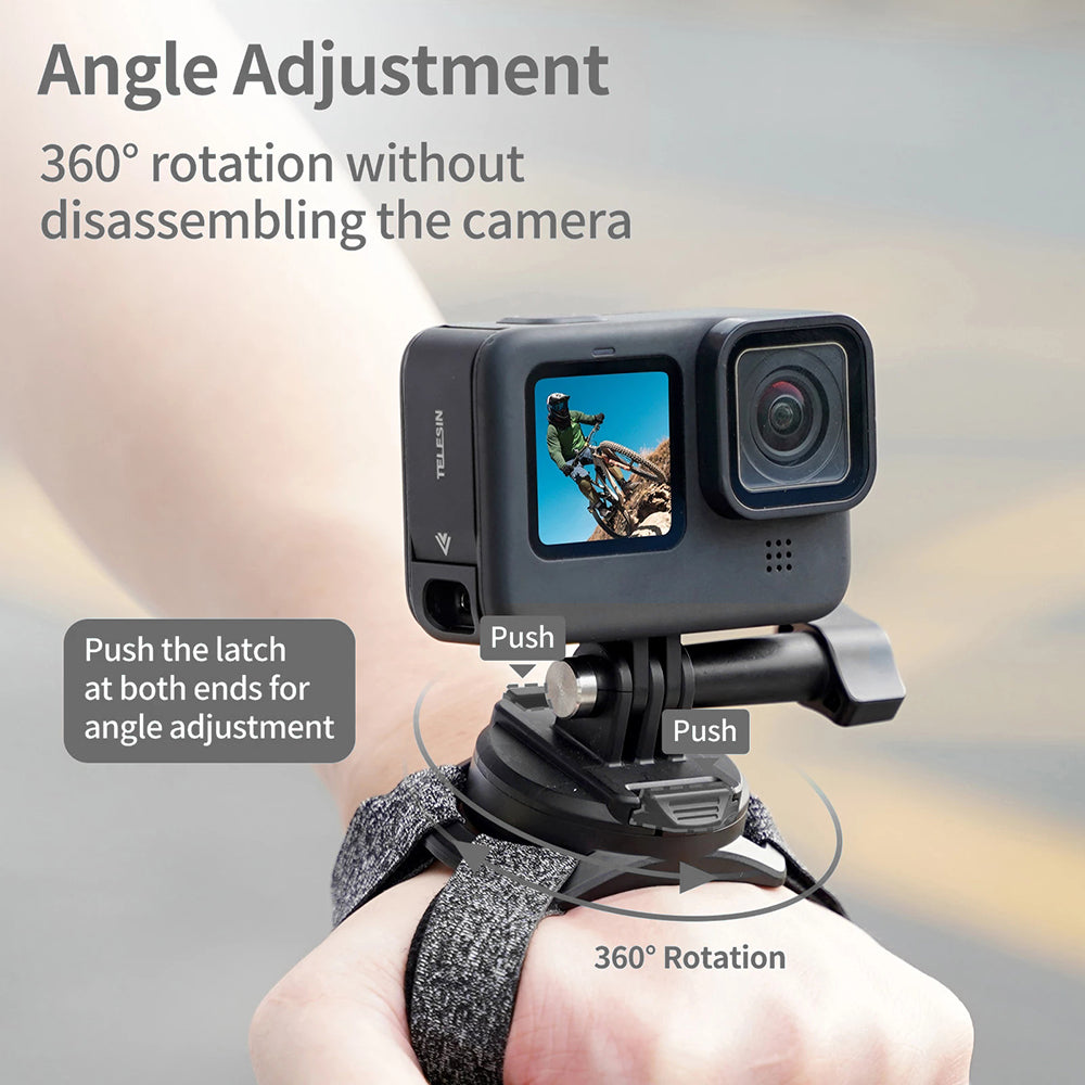 Uniqkart GP-WFS-221 360 Degrees Rotation Wrist Hand Strap Camera Holder Mount Band for GoPro Hero 9 / 10 / 11 Action Camera