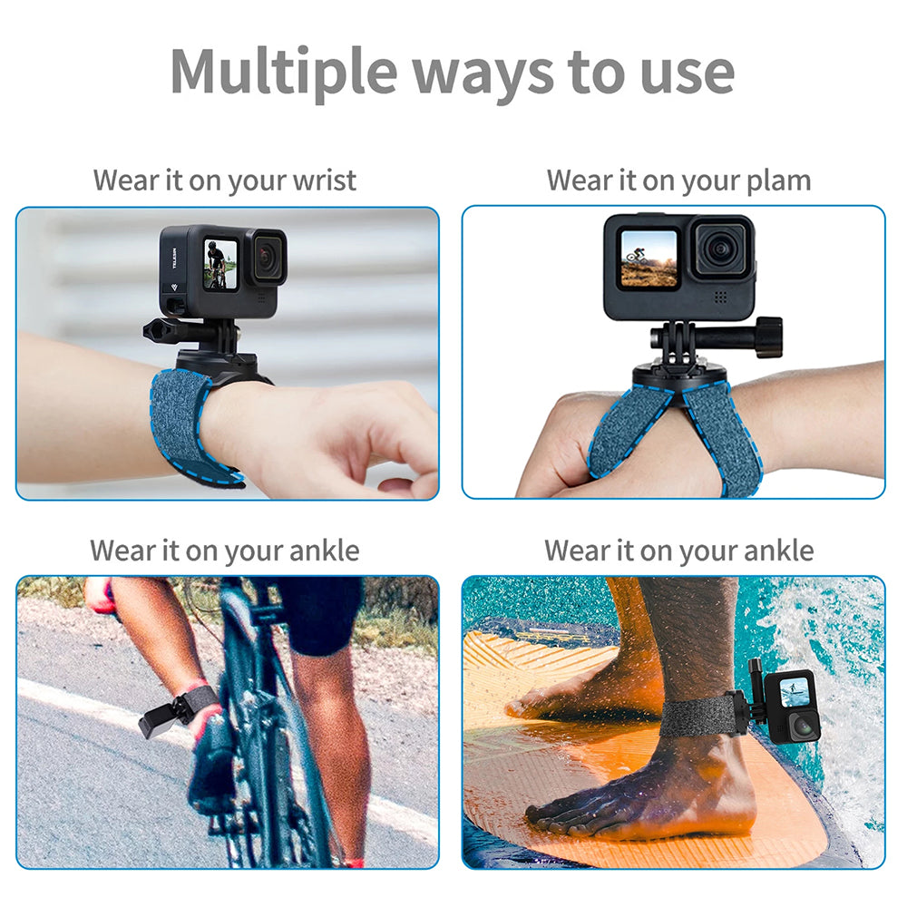 Uniqkart GP-WFS-221 360 Degrees Rotation Wrist Hand Strap Camera Holder Mount Band for GoPro Hero 9 / 10 / 11 Action Camera