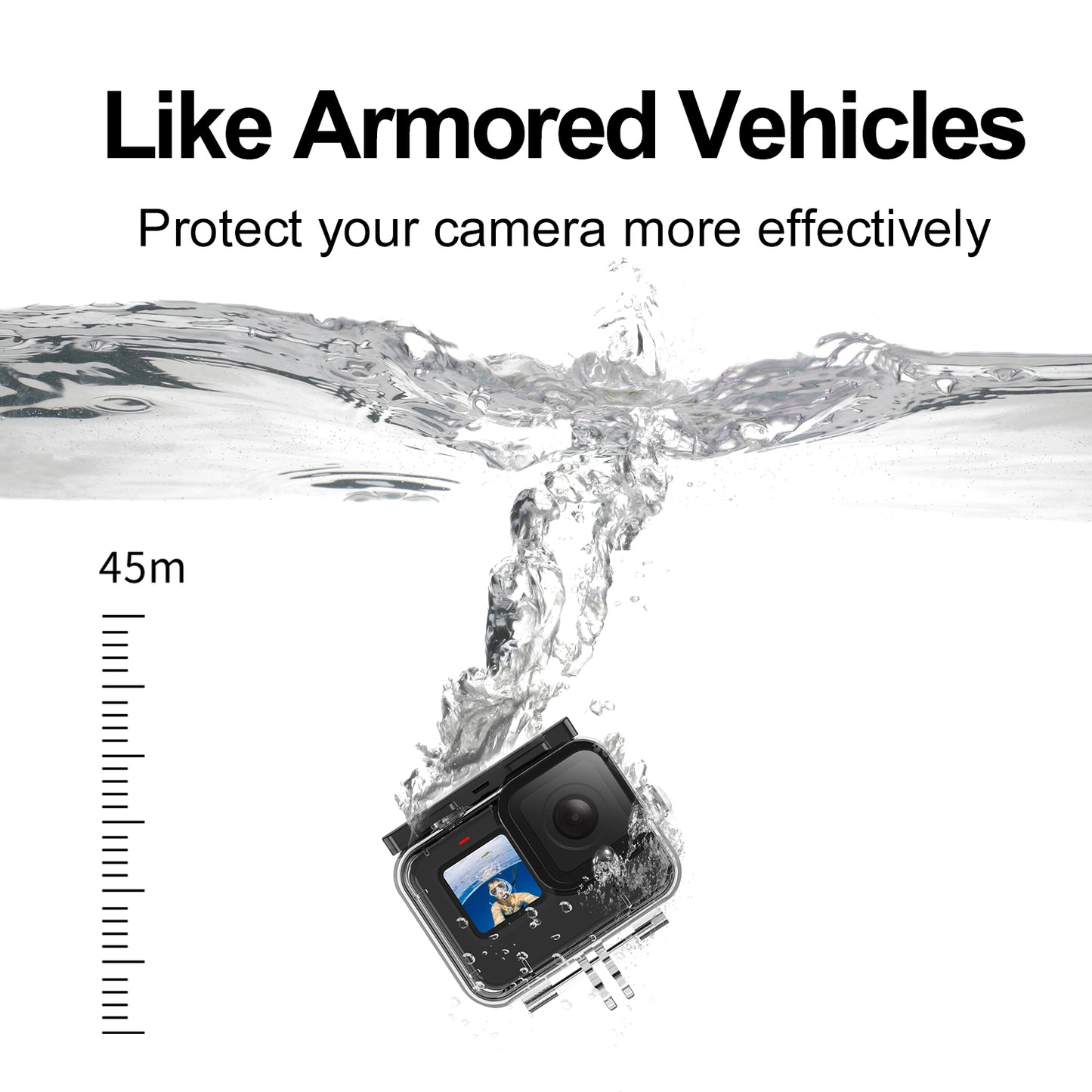Uniqkart GP-WTP-901 45m Underwater Diving Shell Camera Waterproof Case Housing for GoPro Hero 9 / 10 / 11