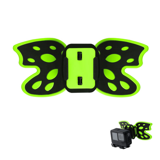 AT1265 Butterfly Design Motorcycle Helmet Chin Mount Holder Foldable Camera Bracket Stand for GoPro Hero - Green