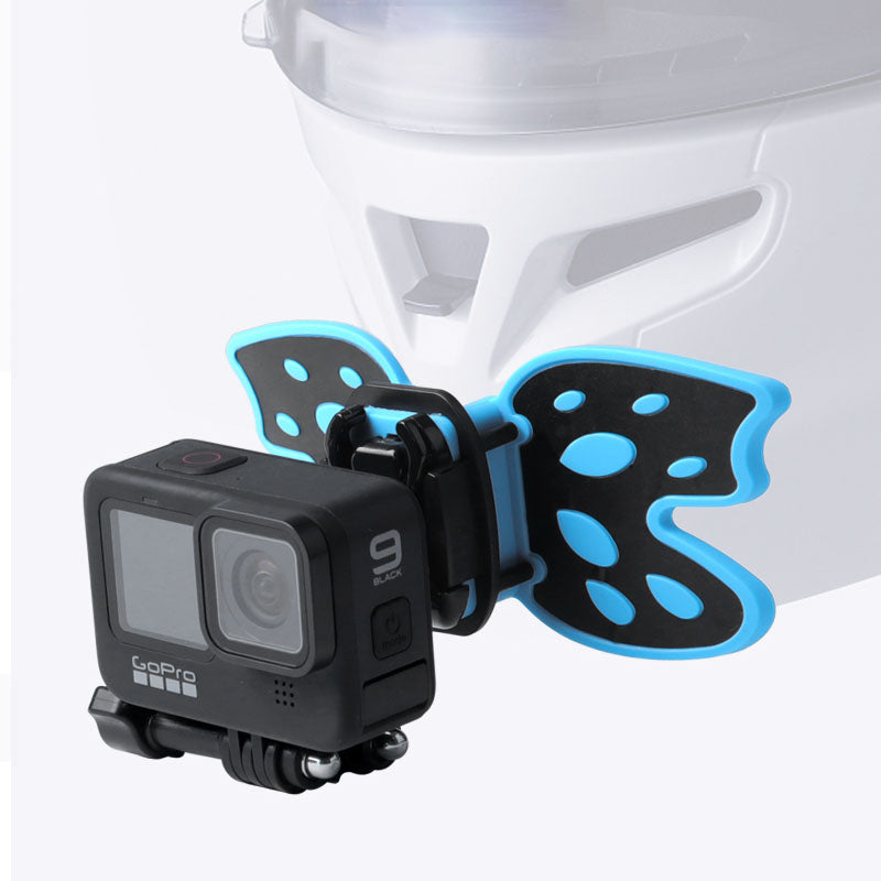 AT1265 Butterfly Design Motorcycle Helmet Chin Mount Holder Foldable Camera Bracket Stand for GoPro Hero - Green