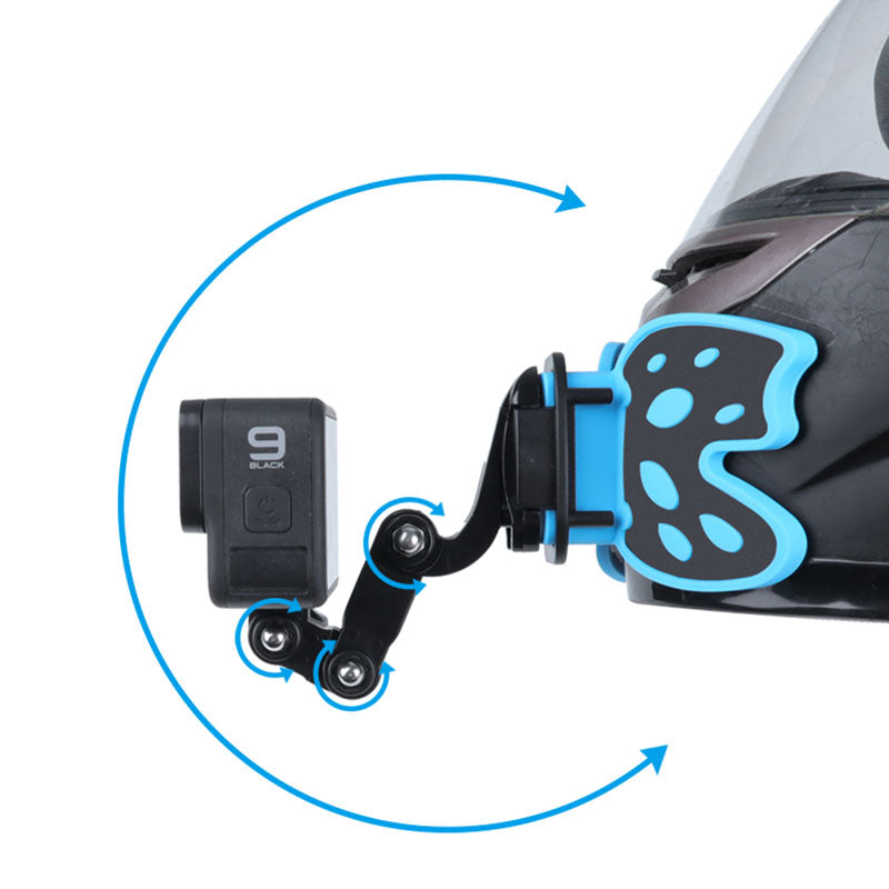 AT1265 Butterfly Design Motorcycle Helmet Chin Mount Holder Foldable Camera Bracket Stand for GoPro Hero - Green