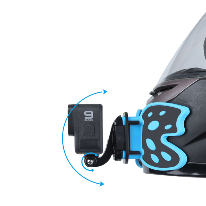 AT1265 Butterfly Design Motorcycle Helmet Chin Mount Holder Foldable Camera Bracket Stand for GoPro Hero - Green