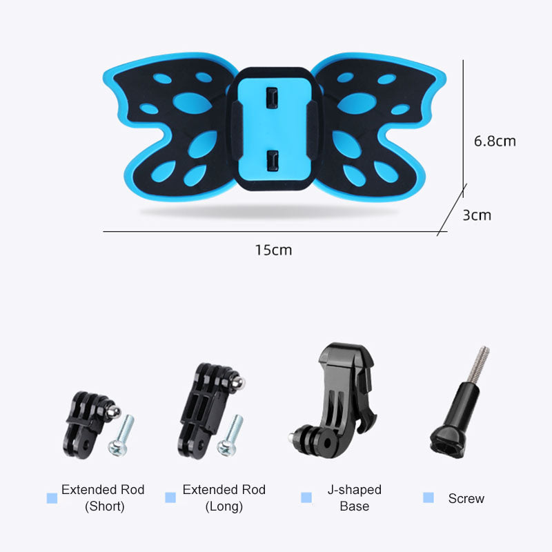 AT1265 Butterfly Design Motorcycle Helmet Chin Mount Holder Foldable Camera Bracket Stand for GoPro Hero - Green