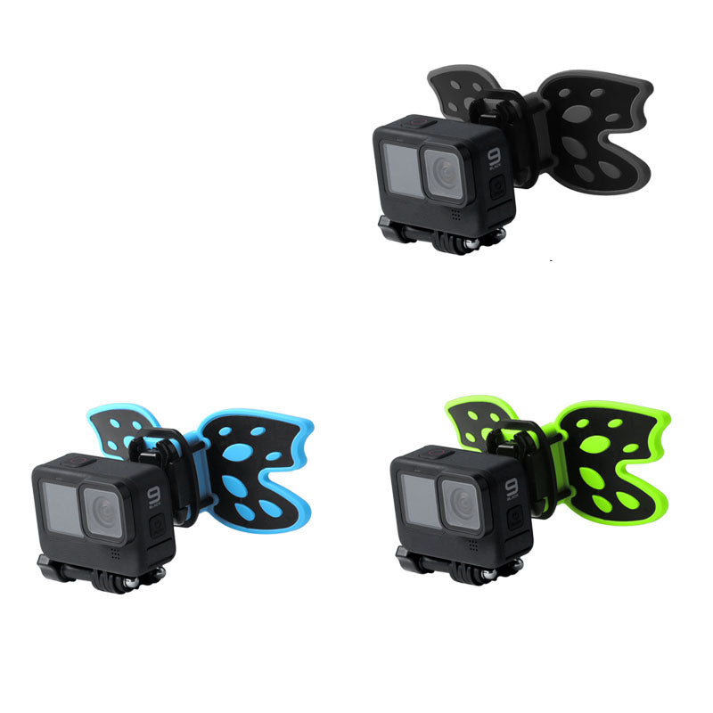 AT1265 Butterfly Design Motorcycle Helmet Chin Mount Holder Foldable Camera Bracket Stand for GoPro Hero - Green