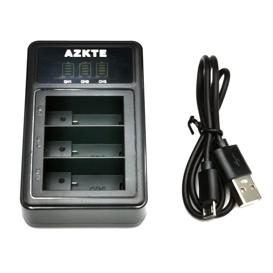 AT1262 3-Slot Battery Charger Action Camera Battery Charging Dock with LCD Display for GoPro Hero 10/9