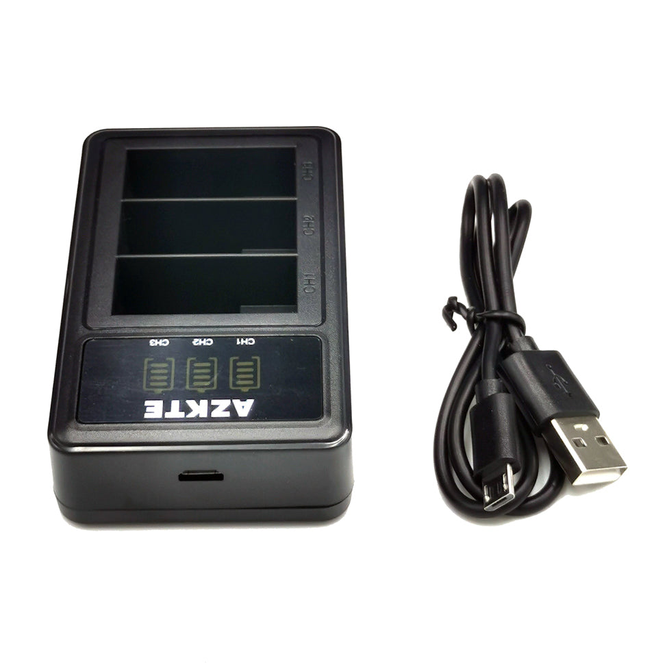 AT1262 3-Slot Battery Charger Action Camera Battery Charging Dock with LCD Display for GoPro Hero 10/9