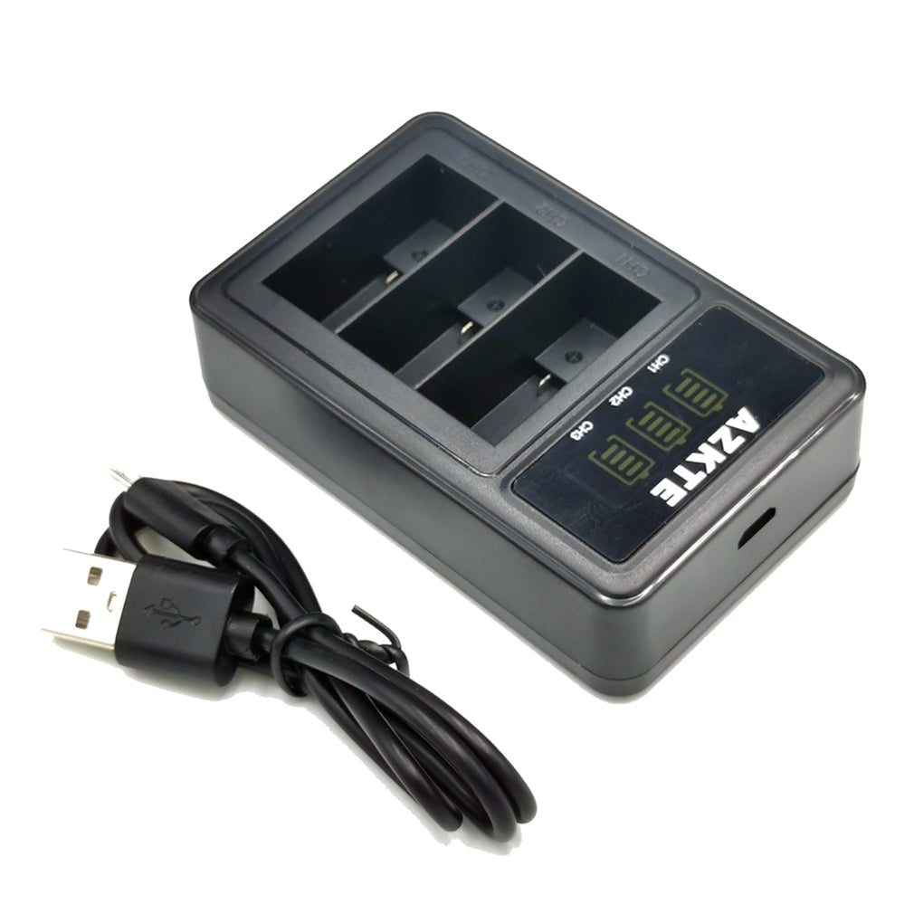 AT1262 3-Slot Battery Charger Action Camera Battery Charging Dock with LCD Display for GoPro Hero 10/9