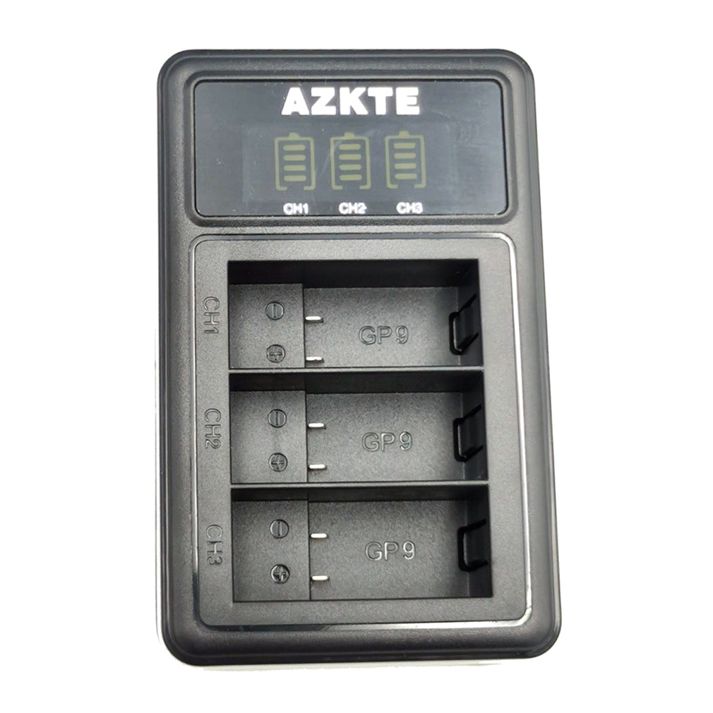 AT1262 3-Slot Battery Charger Action Camera Battery Charging Dock with LCD Display for GoPro Hero 10/9