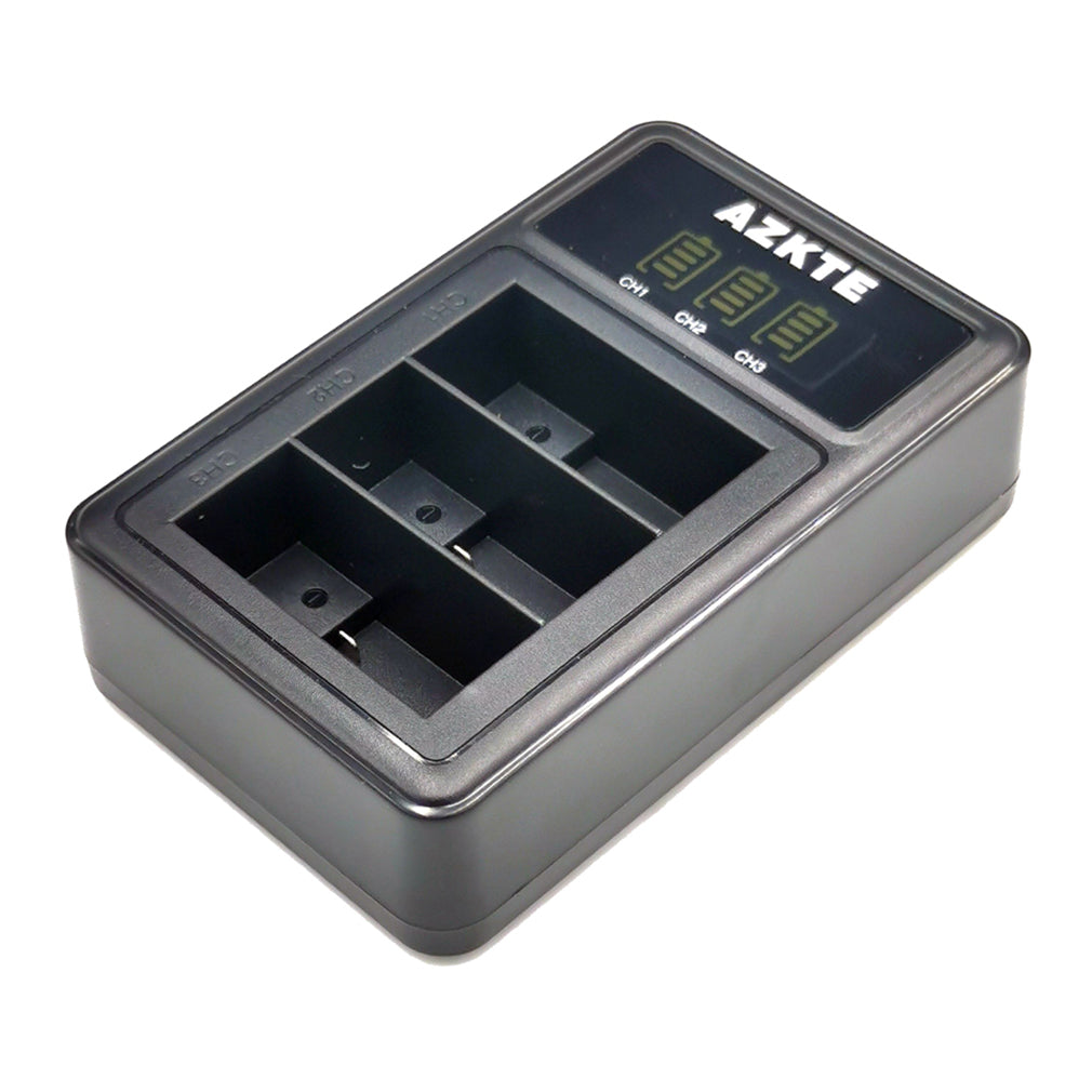 AT1262 3-Slot Battery Charger Action Camera Battery Charging Dock with LCD Display for GoPro Hero 10/9