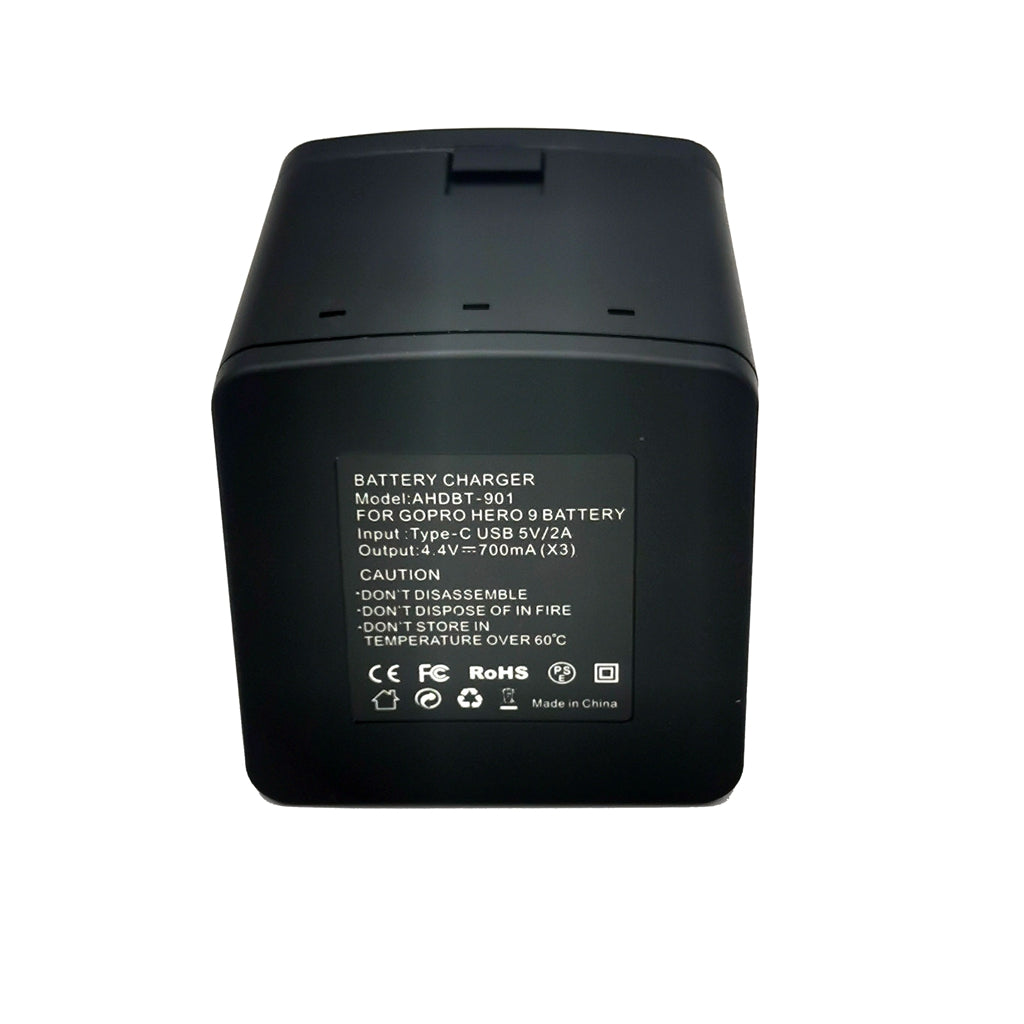 AT1273 3-Channel USB Charger Charging Station with 2 Batteries for GoPro Hero 9/10 Action Camera