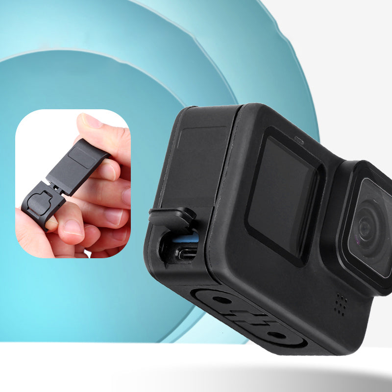 AT1270 Aluminum Alloy Camera Battery Cover Charging Side Cover with Dustproof Lid for GoPro Hero 10/9