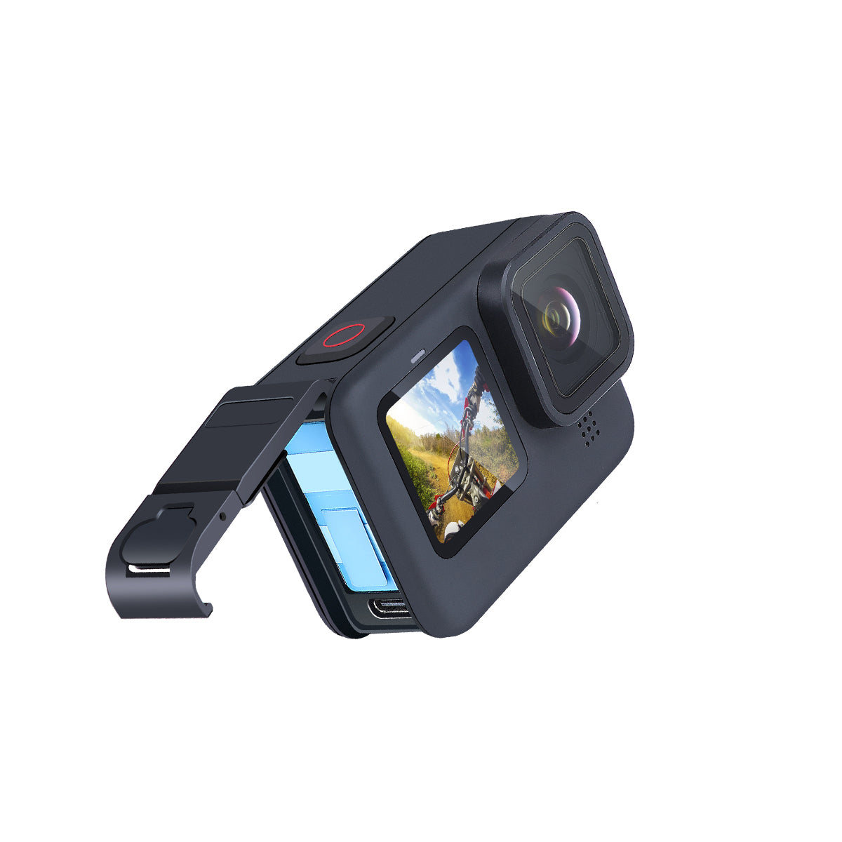AT1270 Aluminum Alloy Camera Battery Cover Charging Side Cover with Dustproof Lid for GoPro Hero 10/9