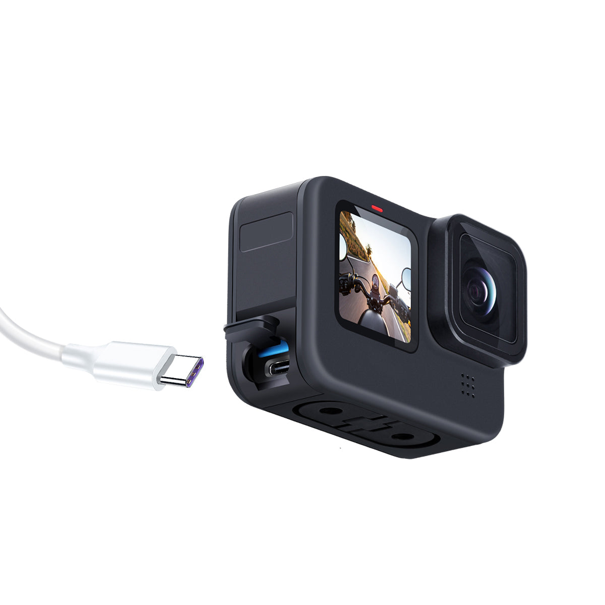 AT1270 Aluminum Alloy Camera Battery Cover Charging Side Cover with Dustproof Lid for GoPro Hero 10/9