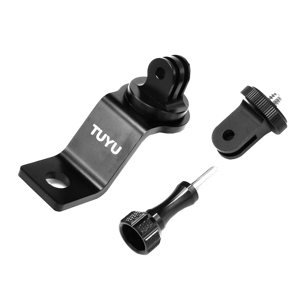 Uniqkart CNC Aluminum Alloy Motorcycle Rearview Mirror Mount Bracket Action Camera Holder Stent - Black