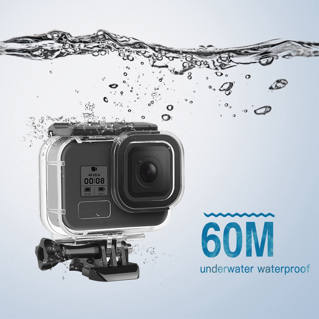 AT1226 60m Underwater Camera Diving Shell Waterproof Protective Housing Case with Metal Button for GoPro Hero 8