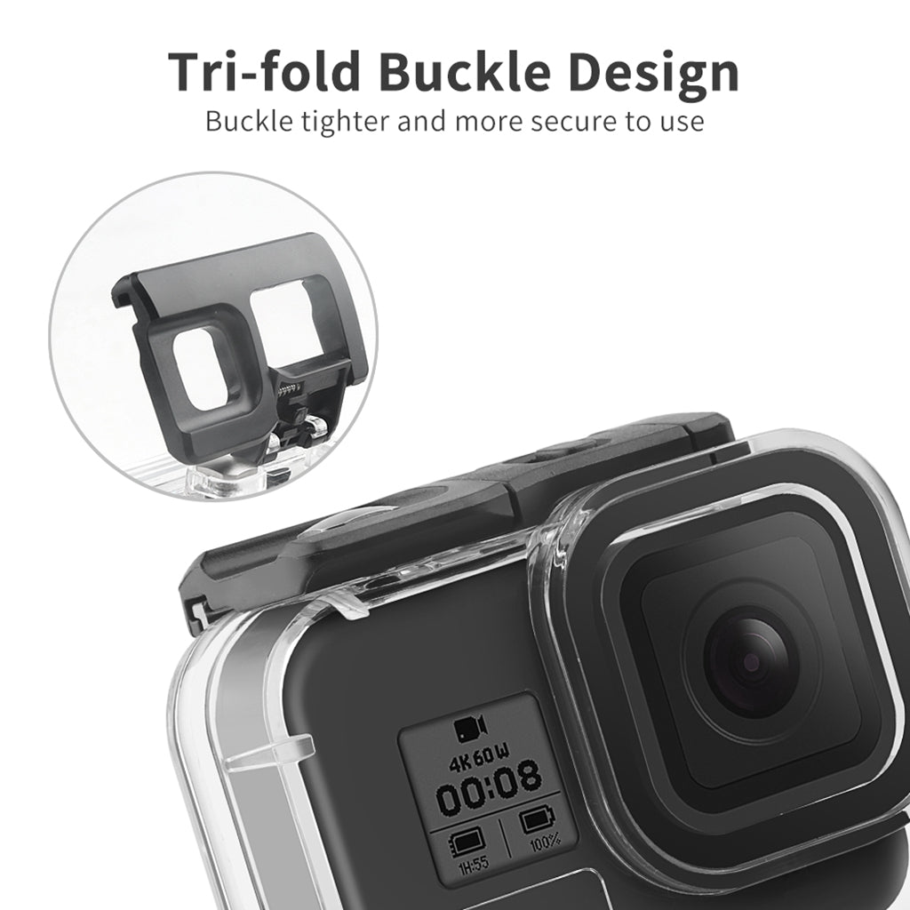 AT1226 60m Underwater Camera Diving Shell Waterproof Protective Housing Case with Metal Button for GoPro Hero 8