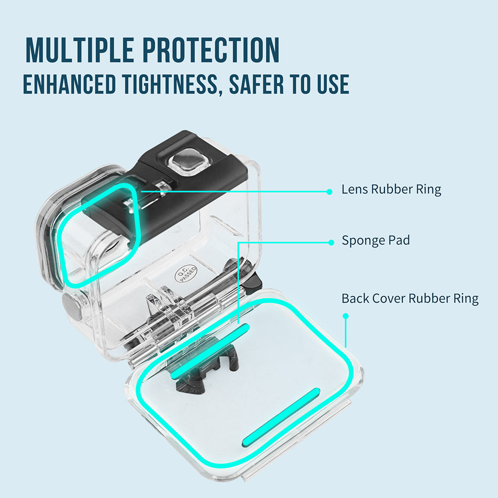 AT1243 60m Underwater Diving Shell Camera Waterproof Protective Housing Case for GoPro Hero 10/9