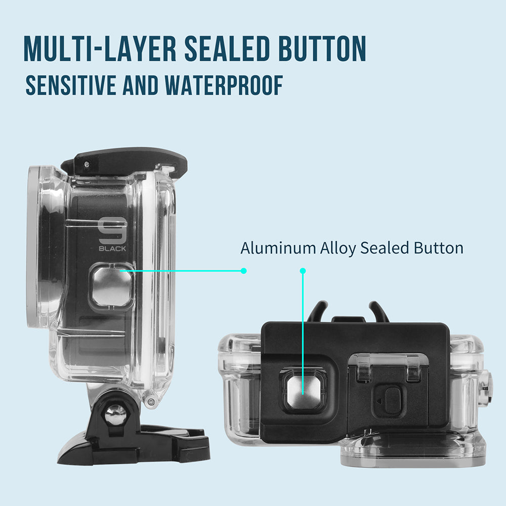 AT1243 60m Underwater Diving Shell Camera Waterproof Protective Housing Case for GoPro Hero 10/9