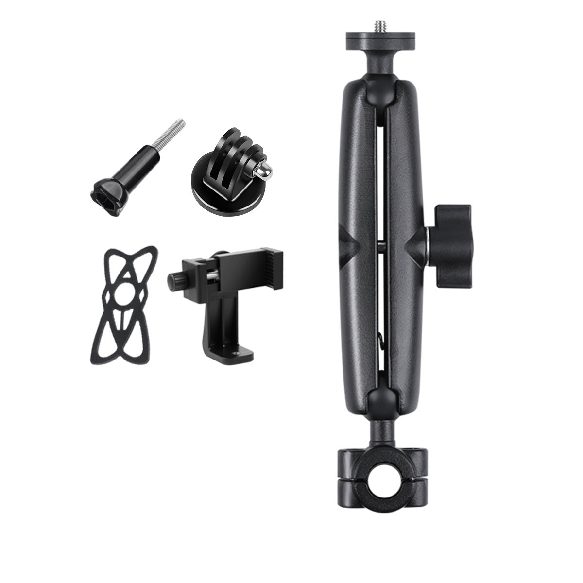 AT1237 360 Degree Rotating Car Headrest Rearview Mirror Mount Bracket with Phone Holder Screw Adapter Kit for GoPro Action Cameras