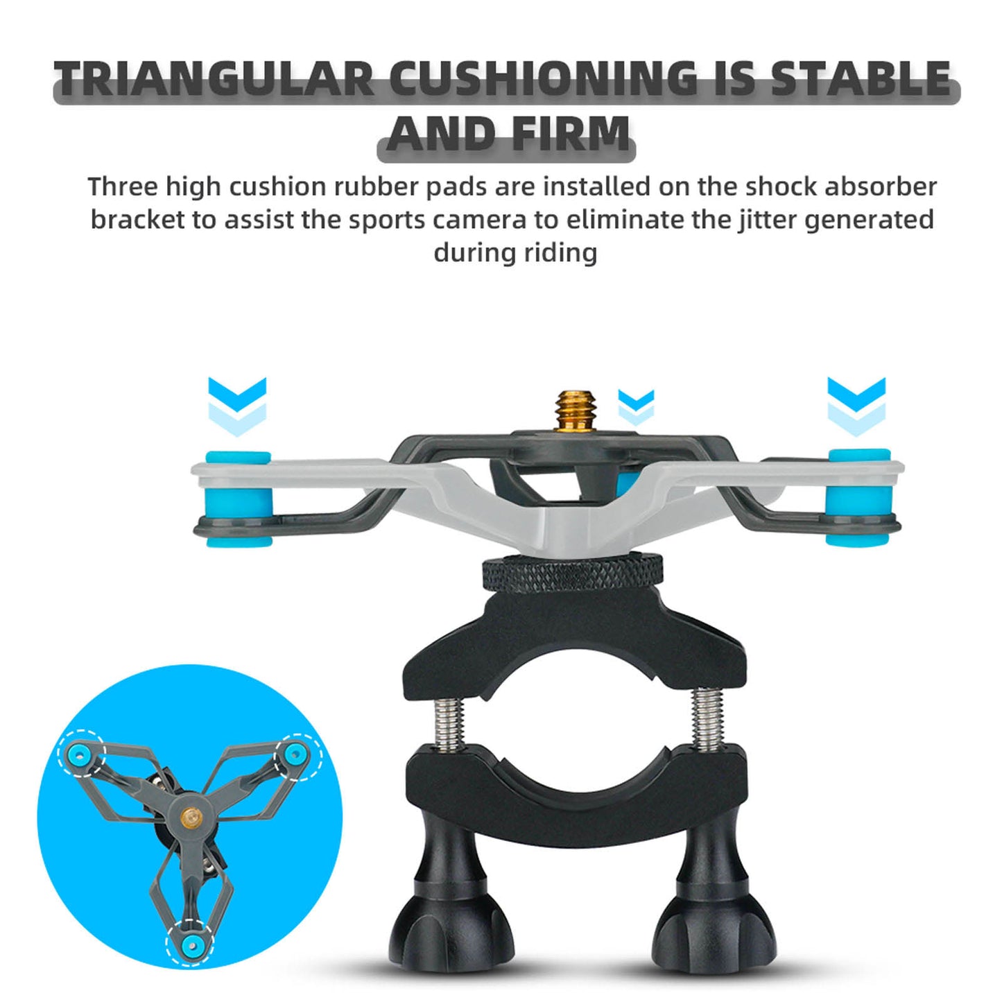 Uniqkart 1176200 Bike Bicycle Shock-absorbing Camera Holder Bracket Set for DJI Osmo Action 1/2 / GoPro