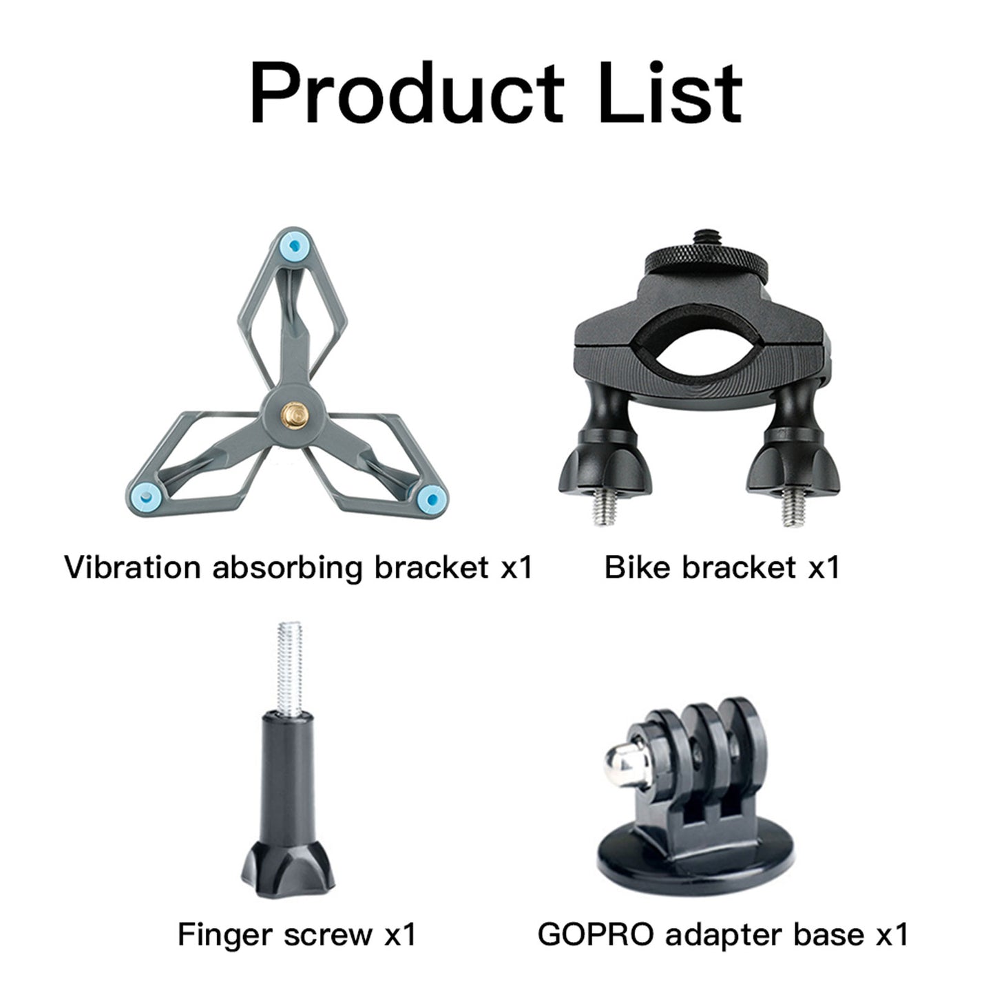 Uniqkart 1176200 Bike Bicycle Shock-absorbing Camera Holder Bracket Set for DJI Osmo Action 1/2 / GoPro