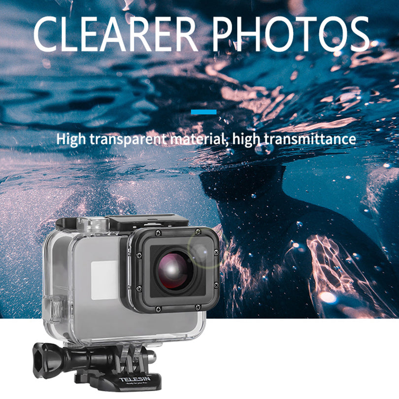 Uniqkart GP-WTP-504 45m Underwater Diving Shell Transparent Waterproof Camera Protective Housing Case for GoPro Hero 7 / 6 / 5