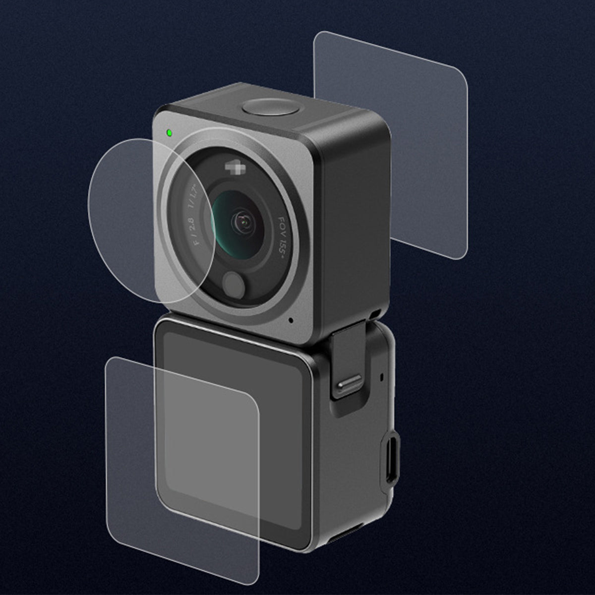 [Dual Screen Version] 1 Set AGDY03 High Definition 9H Camera Lens Screen Tempered Glass Protective Film for DJI Action 2