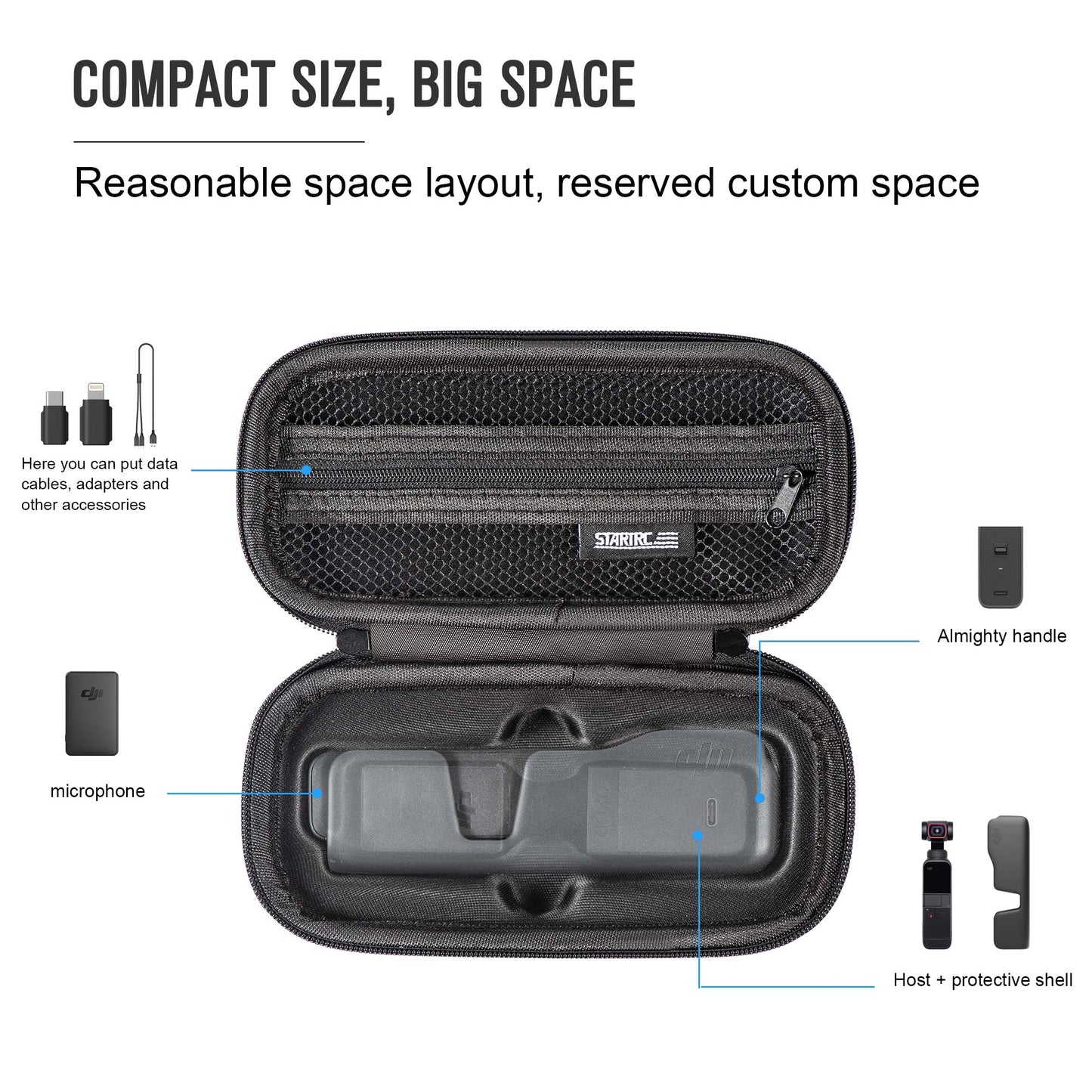 Uniqkart 1110379 Anti-Drop Speciallized Portable Large Capacity Storage Bag with Handy Strap for DJI Osmo Pocket 2