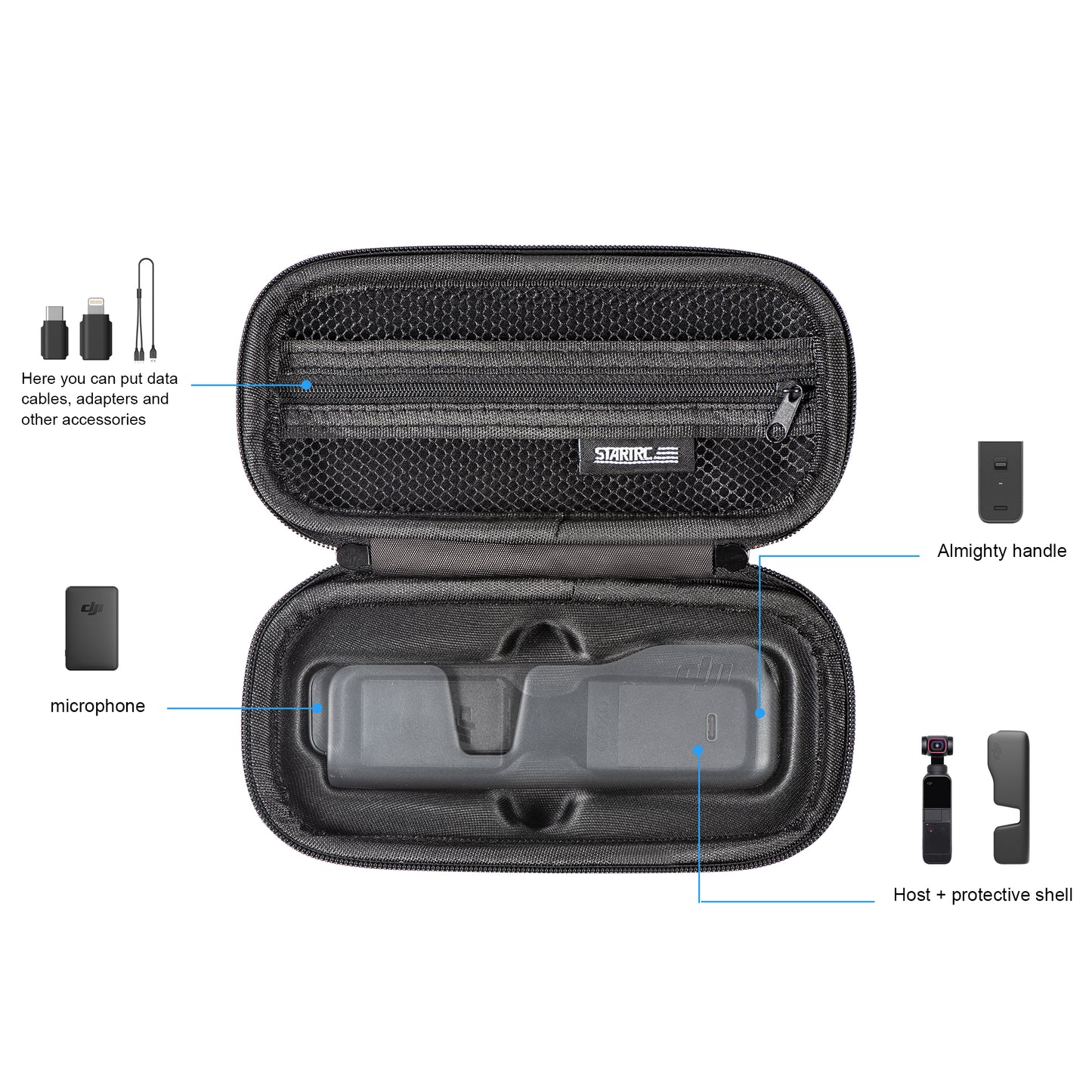 Uniqkart 1110379 Anti-Drop Speciallized Portable Large Capacity Storage Bag with Handy Strap for DJI Osmo Pocket 2