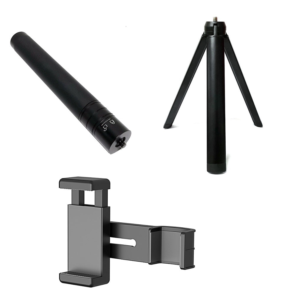 Portable Shooting Accessory PC Phone Clip + Camera Holder + Aluminum Alloy Tripod + Selfie Stick Extension with 1/4 Interface for DJI Osmo Pocket 1/2