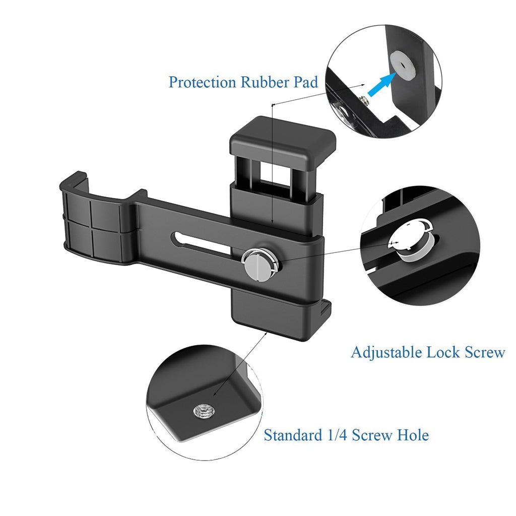 Portable Shooting Accessory PC Phone Clip + Camera Holder + Aluminum Alloy Tripod + Selfie Stick Extension with 1/4 Interface for DJI Osmo Pocket 1/2