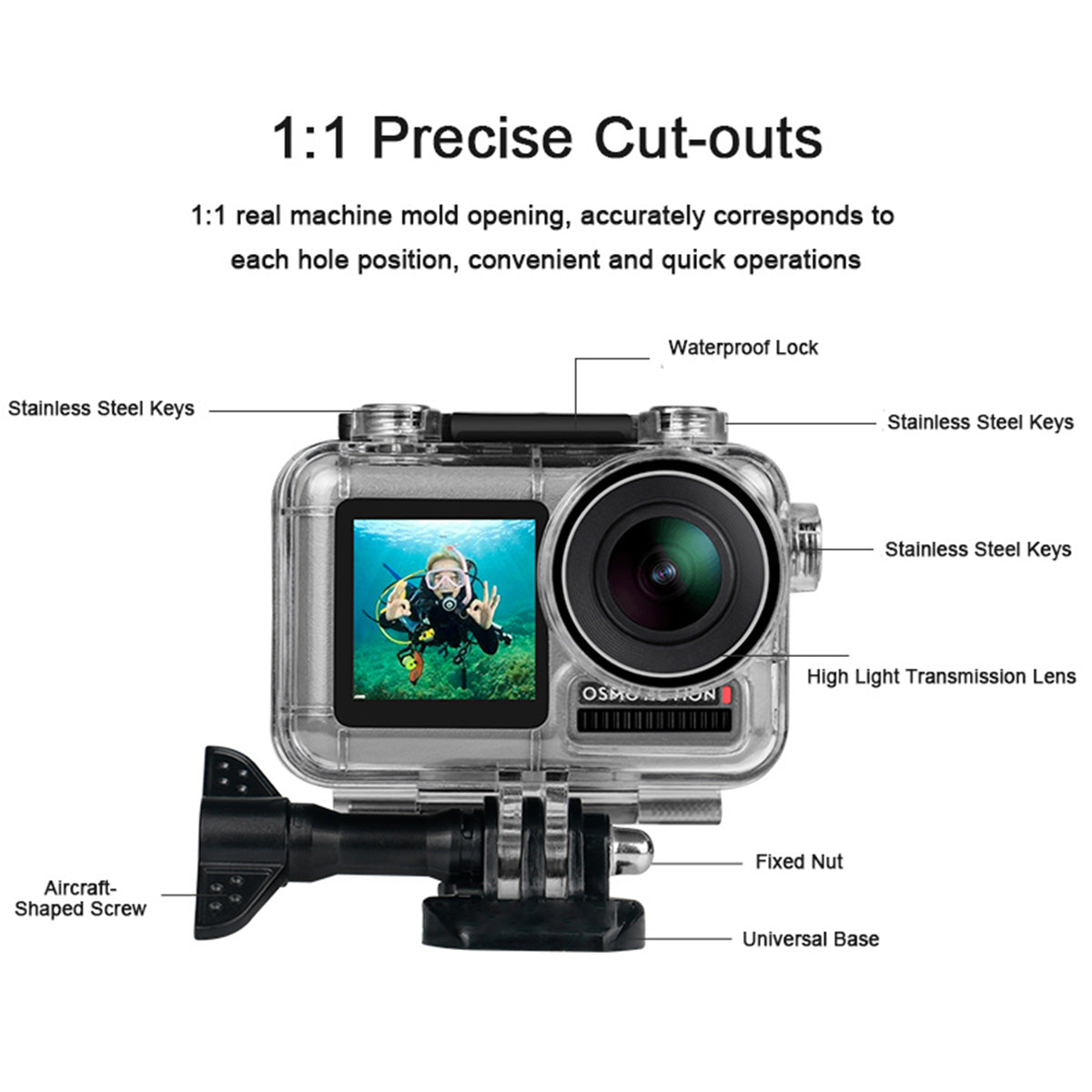 Waterproof Case Diving Protective Housing Shell Camera Accessories for DJI Osmo Action