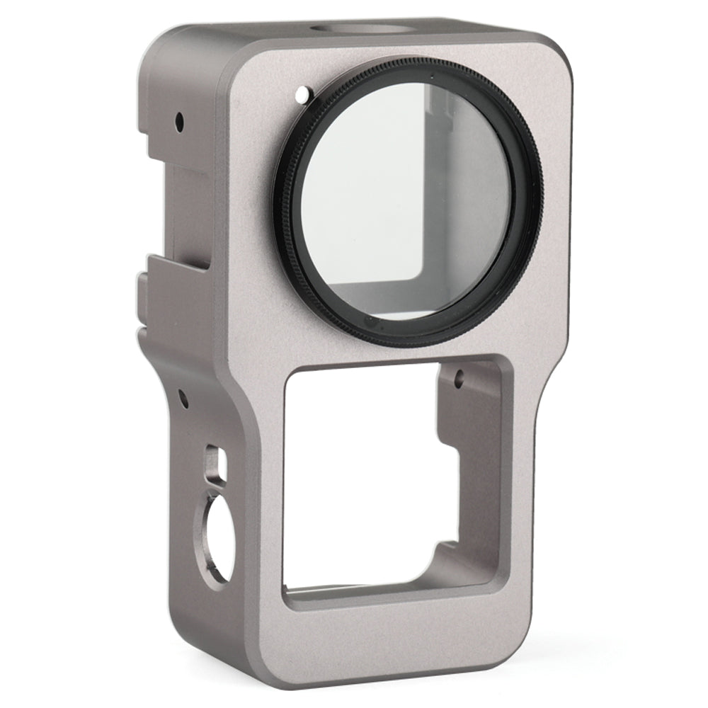 AGDY47 Aluminum Alloy Protective Metal Case Frame Cage + UV Lens Filter for DJI Action 2 Camera Accessories - Titanium Grey