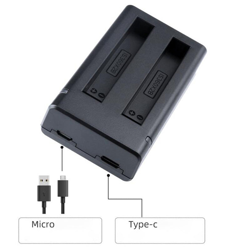 AI72 Small and Portable Camera Battery USB Charger Dual Slots 2.1A Charging Traveling Outdoor Camera Accessories for Insta360 ONE X2