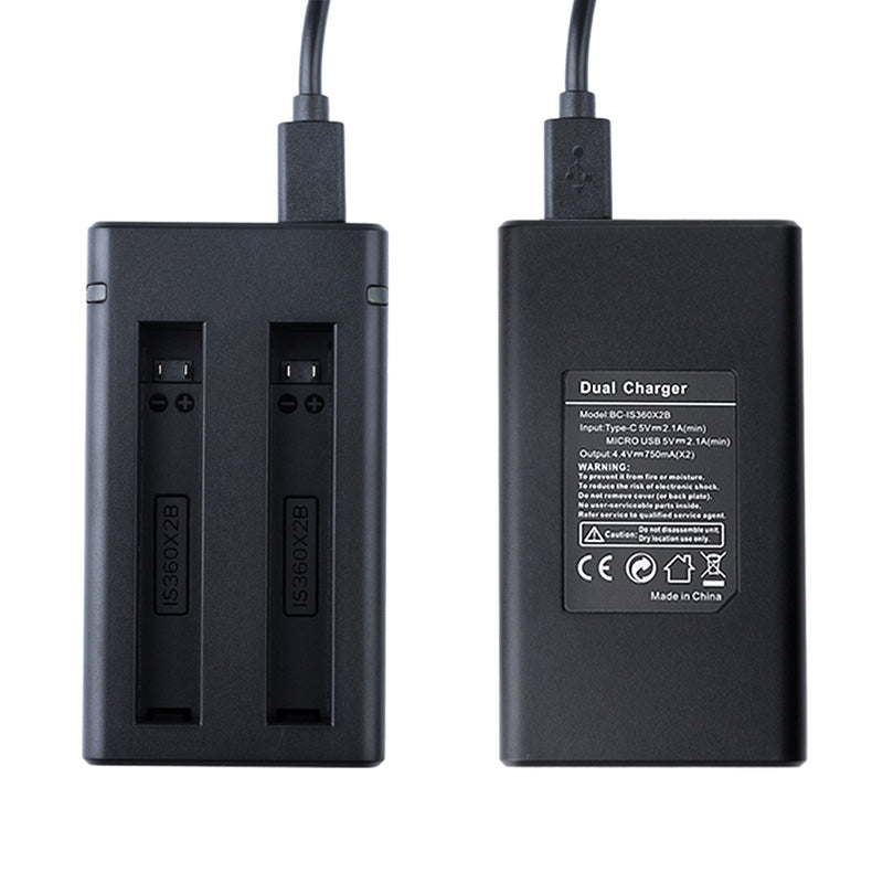 AI72 Small and Portable Camera Battery USB Charger Dual Slots 2.1A Charging Traveling Outdoor Camera Accessories for Insta360 ONE X2