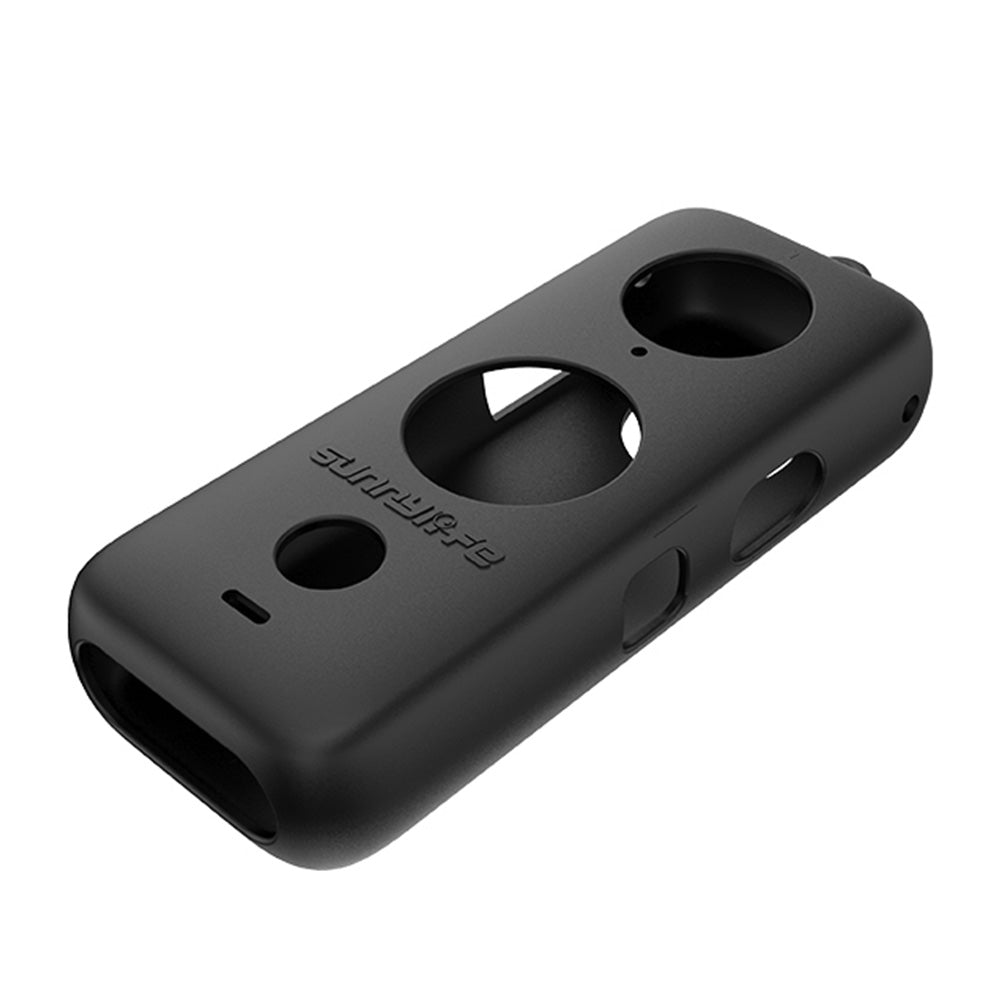 Uniqkart AI42 Digital Camera Silicone Case Protective Cover with Lanyard for Insta360 ONE X2 - Black