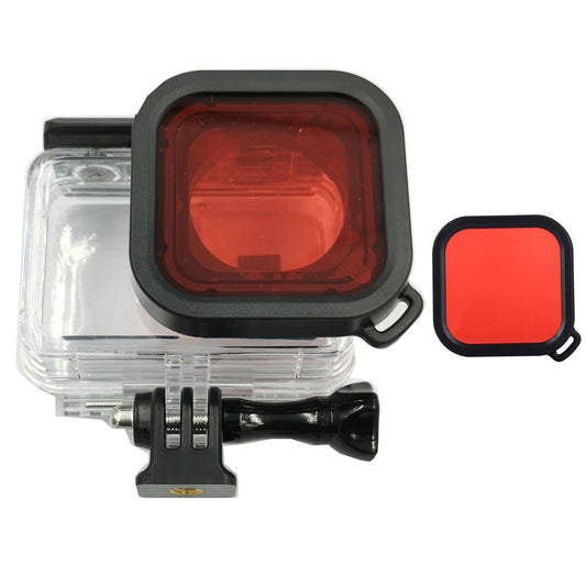 AI18 Waterproof Camera Lens Filter for Insta360 One R Waterproof Diving Case - Red