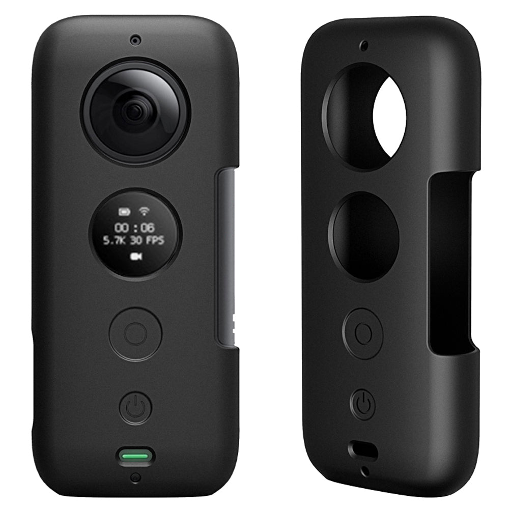 AI03 Flexible Silicone Anti-scratch Camera Sleeve Cover + Lens Protection Cover for Insta360 ONE X Panorama Camera - Black