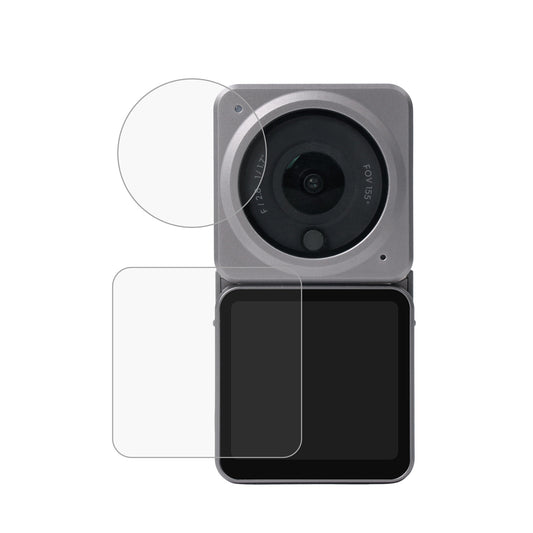 Uniqkart BHM82 1Set Screen + Lens Protector Anti-Scratch Tempered Glass Screen Protector for DJI Action 2 (Power Version)