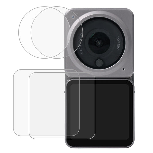 Uniqkart BHM84 2Set Anti-fingerprint Screen + Lens Protector Scratch Resistant Tempered Glass Screen Protector for DJI Action 2 (Power Version)