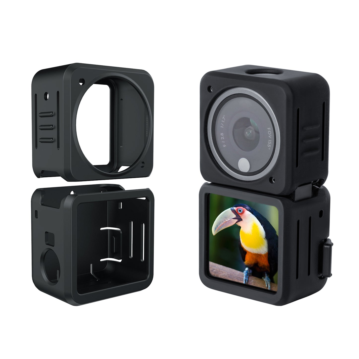Uniqkart OA2-BHT345 Split-type Sports Camera Silicone Cover Shock-proof Protective Case for DJI Action 2 - Dual-screen Version