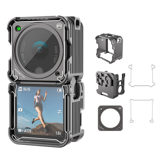 RCSTQ Aluminum Alloy Camera Cage and Front Screen Expansion Module Cage for DJI Action 2