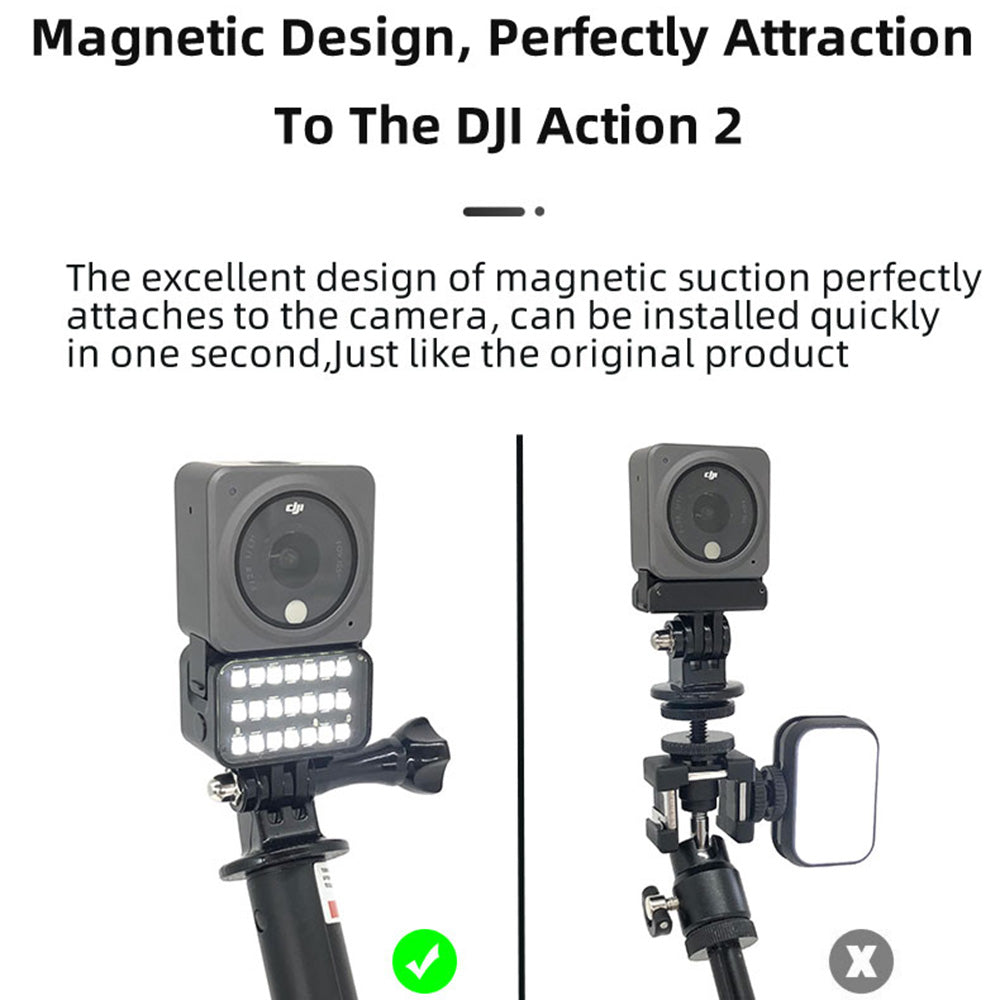 HTX N6-OA2BG For DJI Action 2 Magnetic Installation Fill Light Mini Size 6500K LED Video Light Vlog Fill Light