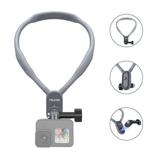 Uniqkart TE-HNB-001 Action Camera Neck Mount Magnetic Mount for GoPro Hero 9 / 10 / 11 / 8 / 7 Insta360 GO 2