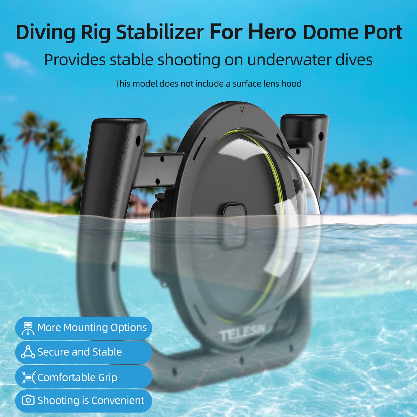 Uniqkart GP-LGT-004 Sports Camera Diving Rig Stabilizer for DJI Insta 360 GoPro Hero Dome Port