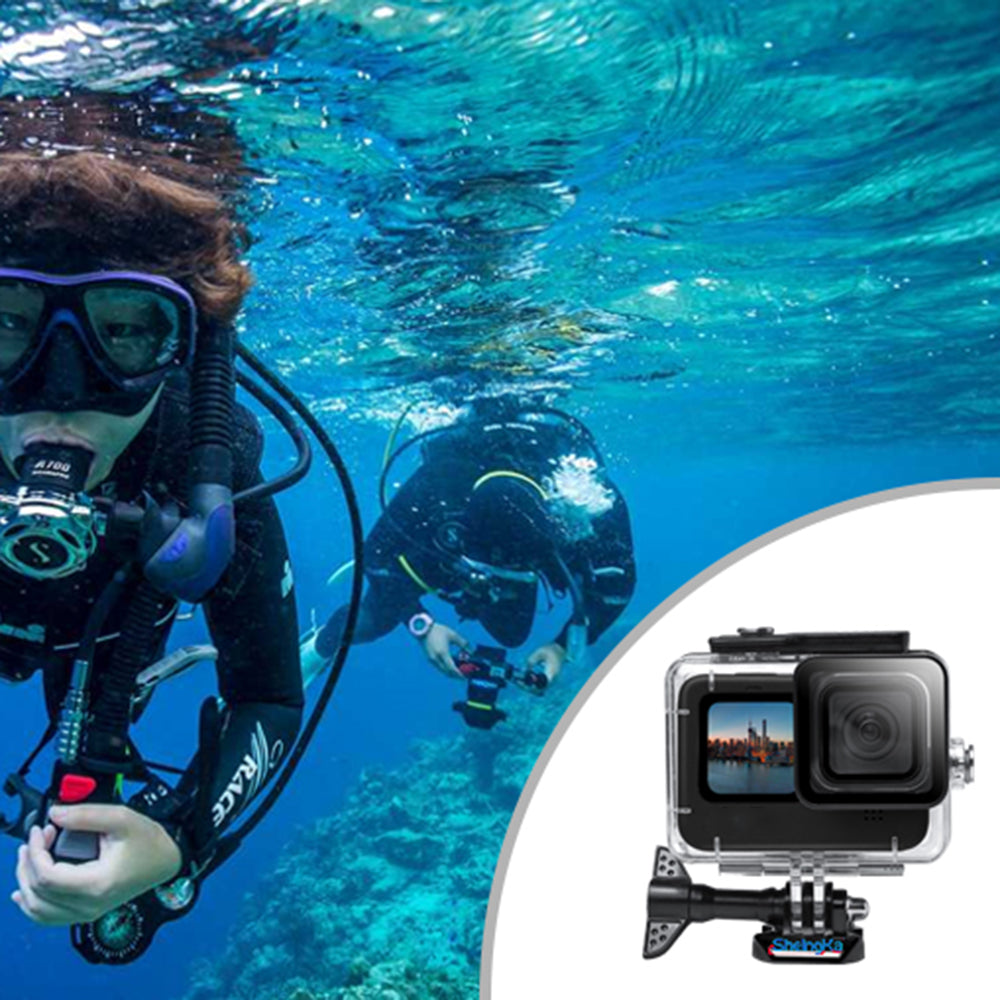 Uniqkart FLW362 for GoPro Hero 9/10 40m Underwater Camera Diving Shell Waterproof Housing Case with Metal Button