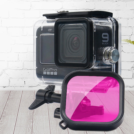 Uniqkart FLW297 for GoPro Hero 9/10 Action Camera Lens Filter Waterproof Diving Case Accessories - Purple