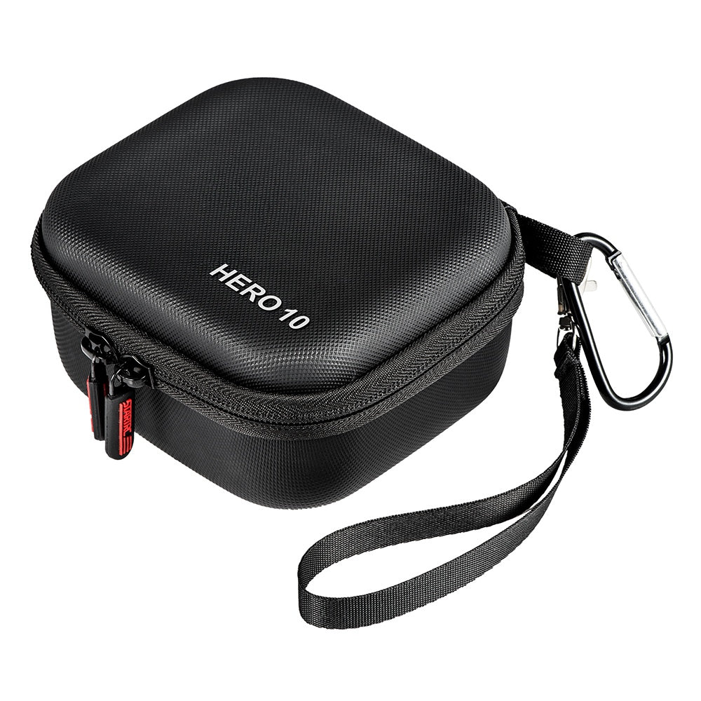 Uniqkart 1110667 For GoPro Hero 10 Portable Zipper Case PU Leather Textured Handle Strap Accessories Storage Bag